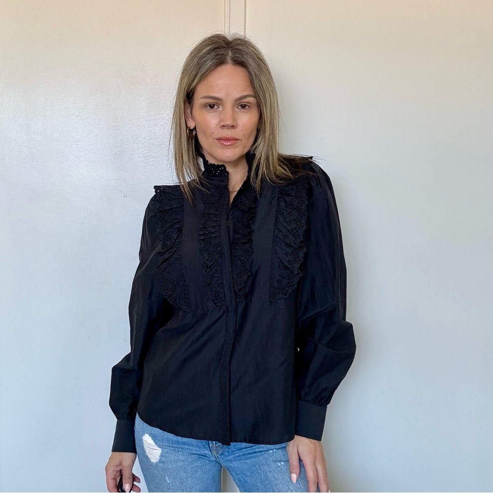 New The Westside Gemma Starlight Eyelet Top Black - Picture 5 of 11